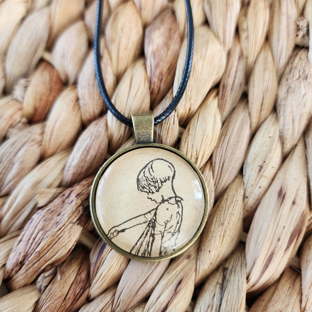 Christopher Robin Upcycled 1970s Winnie the Pooh Book Page Illustration Pendant
